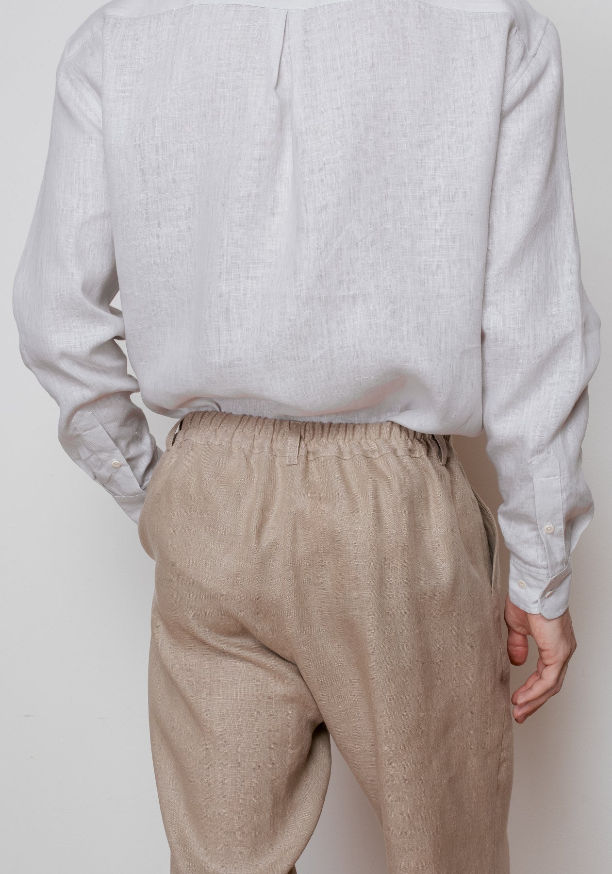 Pánské lněné kalhoty Loose-fit - Beige Natural