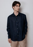 Men's linen shirt with collar - regular fit
