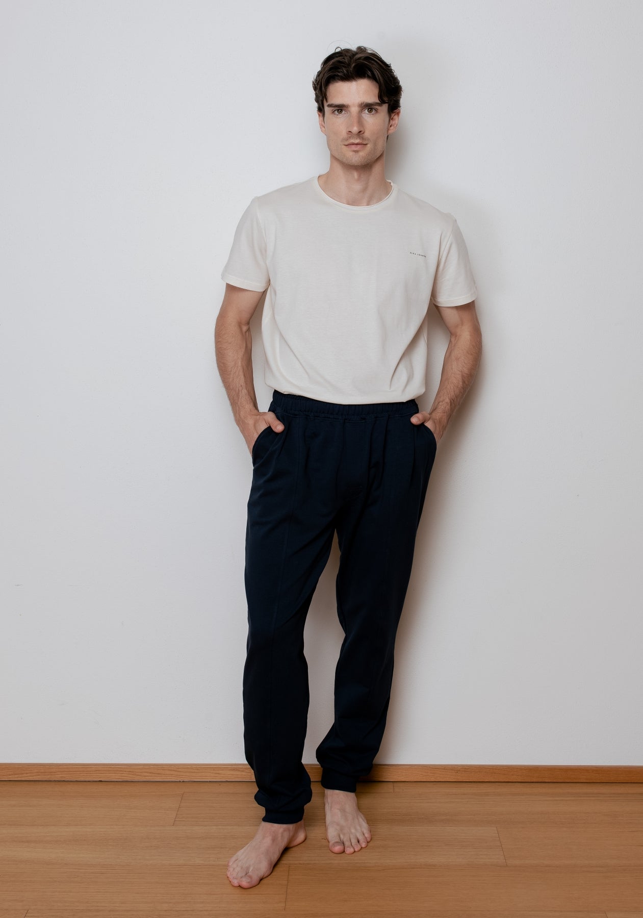Men sweatpants organic cotton Deep blue - loose fit