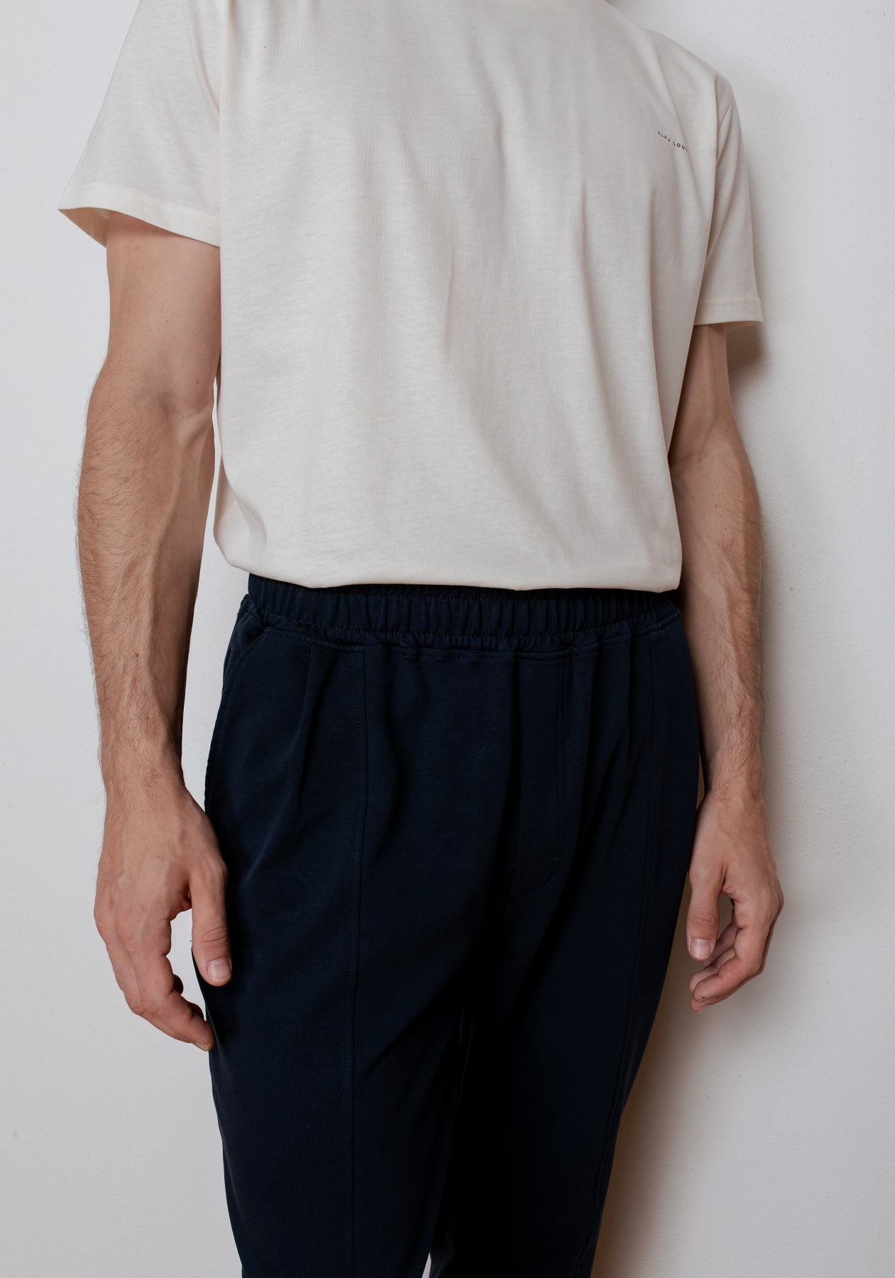 Men sweatpants organic cotton Deep blue - loose fit