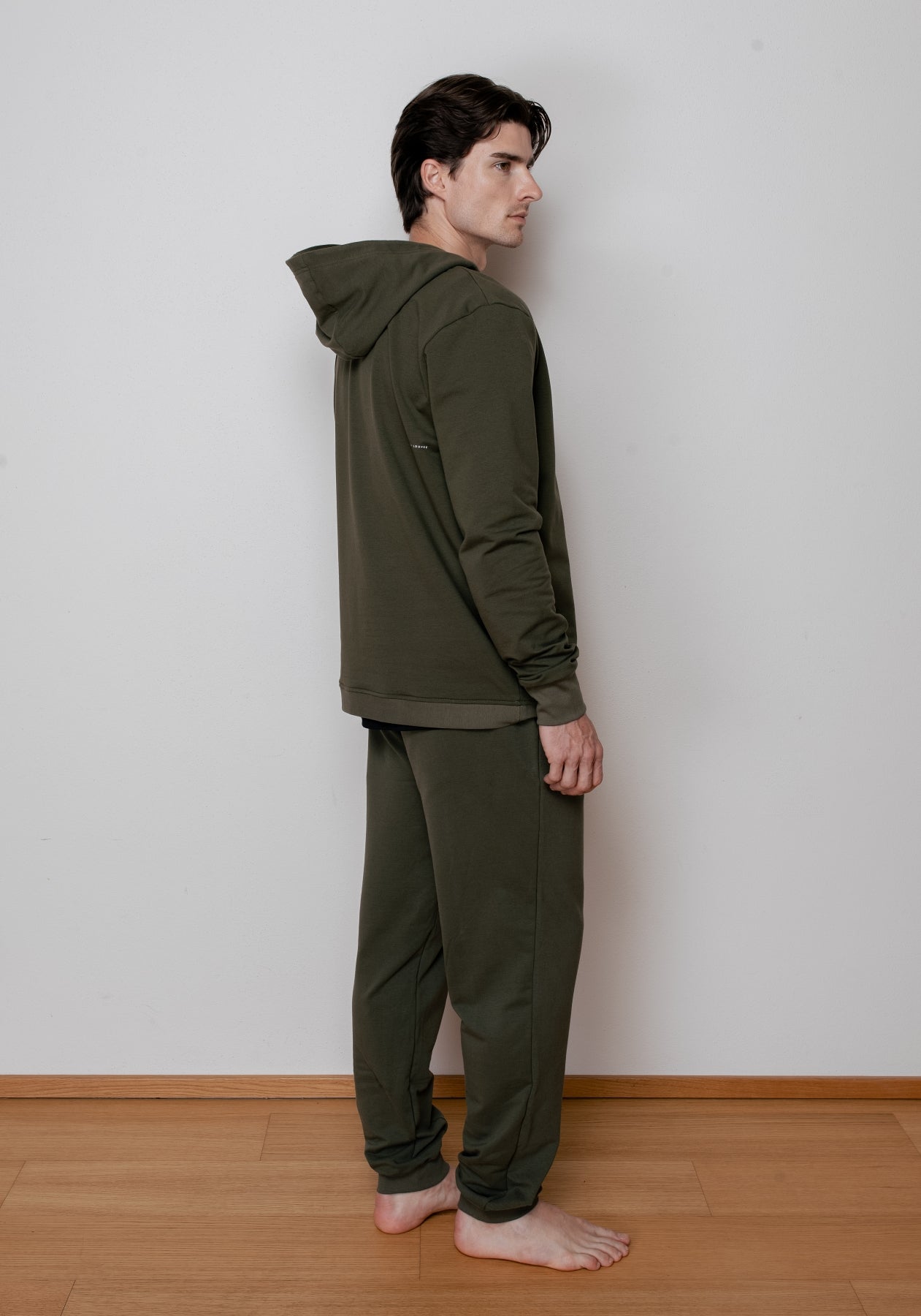 Męska bluza z kapturem bawełna organiczna Moss green brushed - regular update