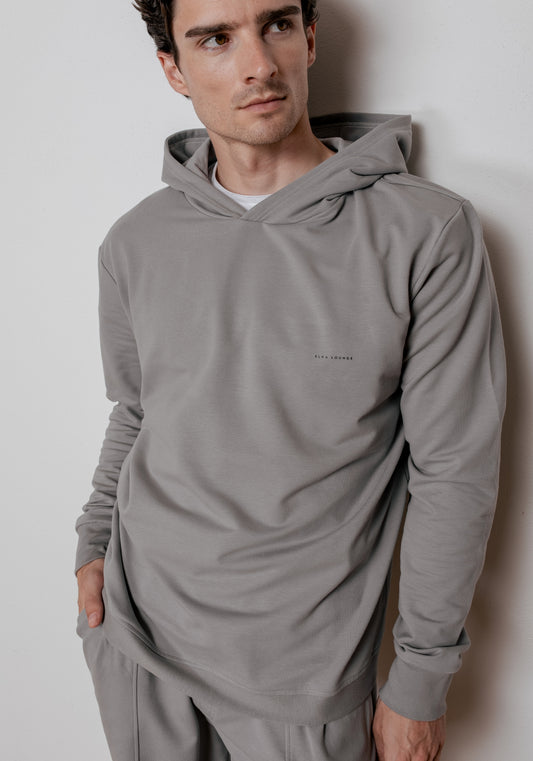 Męska bluza z kapturem bawełna organiczna Gray brushed - regular update