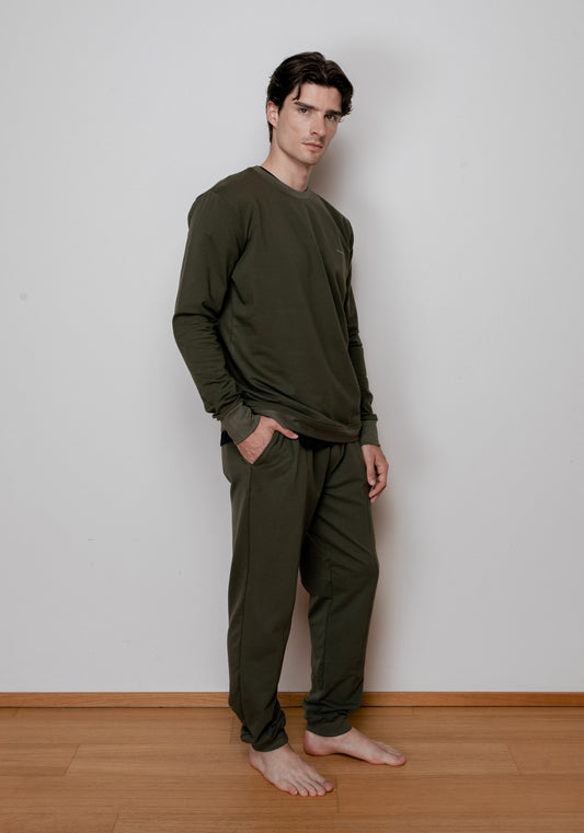 Męska bluza bawełna organiczna Moss green brushed - regular update