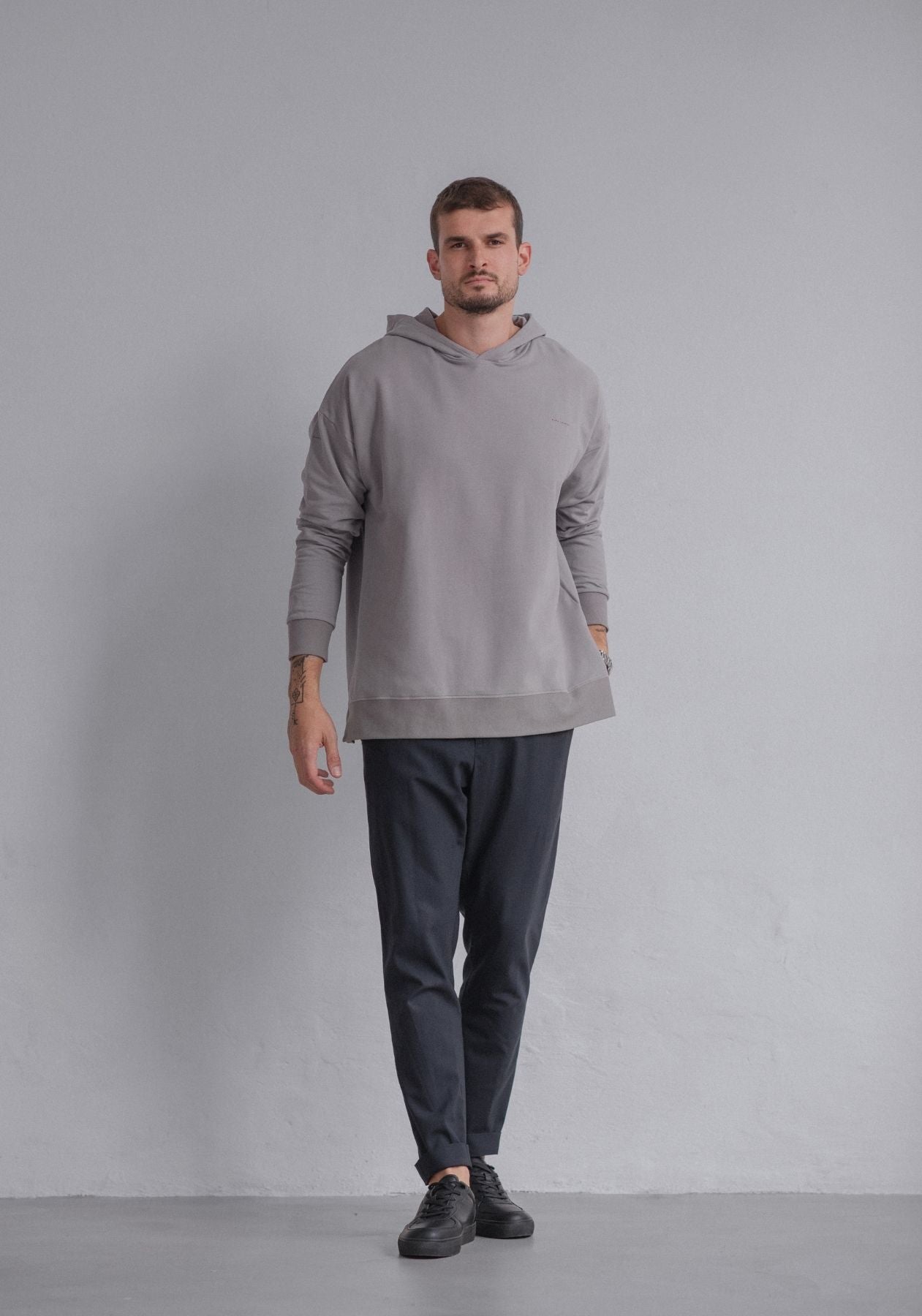 Men sweatshirt organic cotton Light gray - Oversized