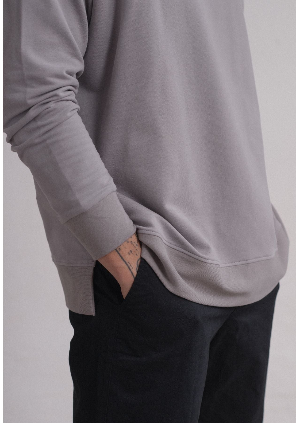 Men sweatshirt organic cotton Light gray - Oversized