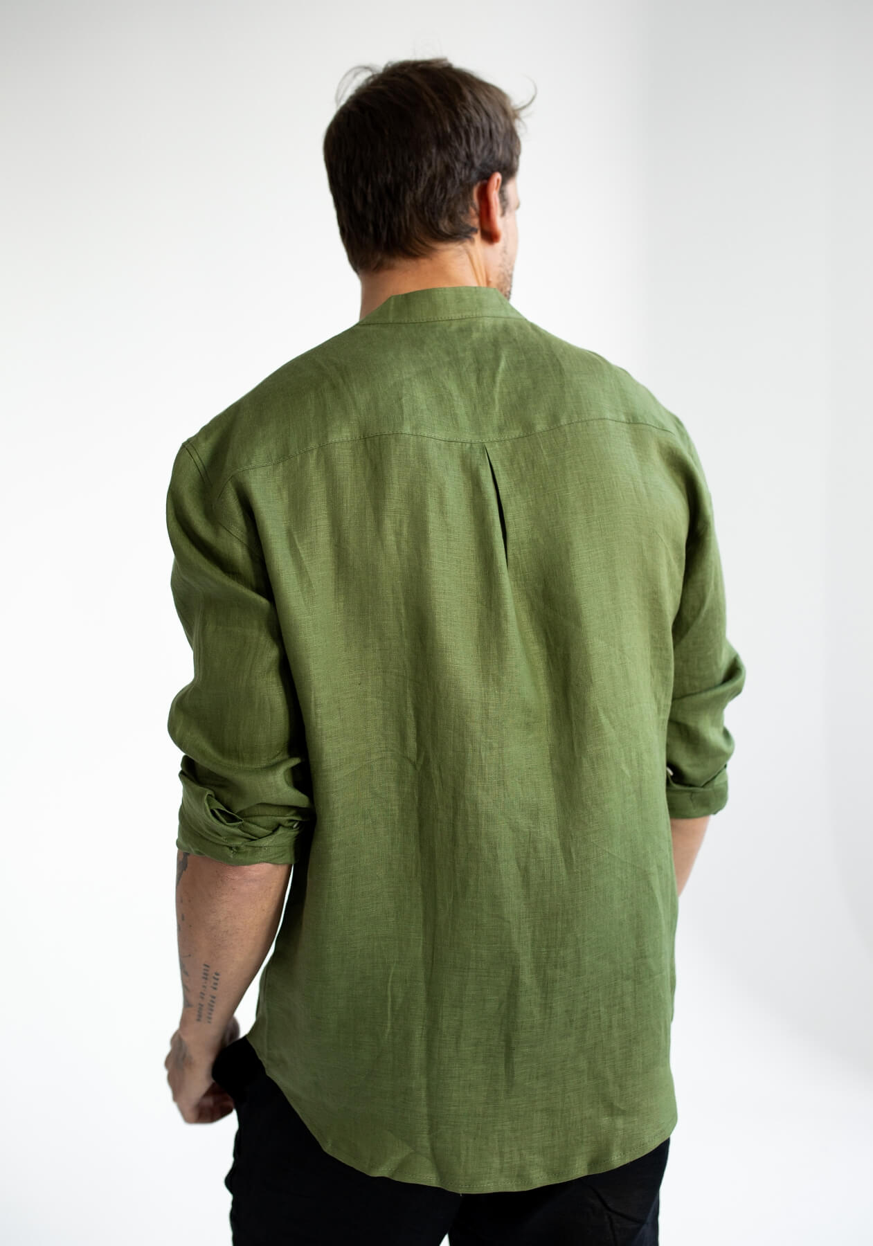 Pánska ľanová košeľa Moss green