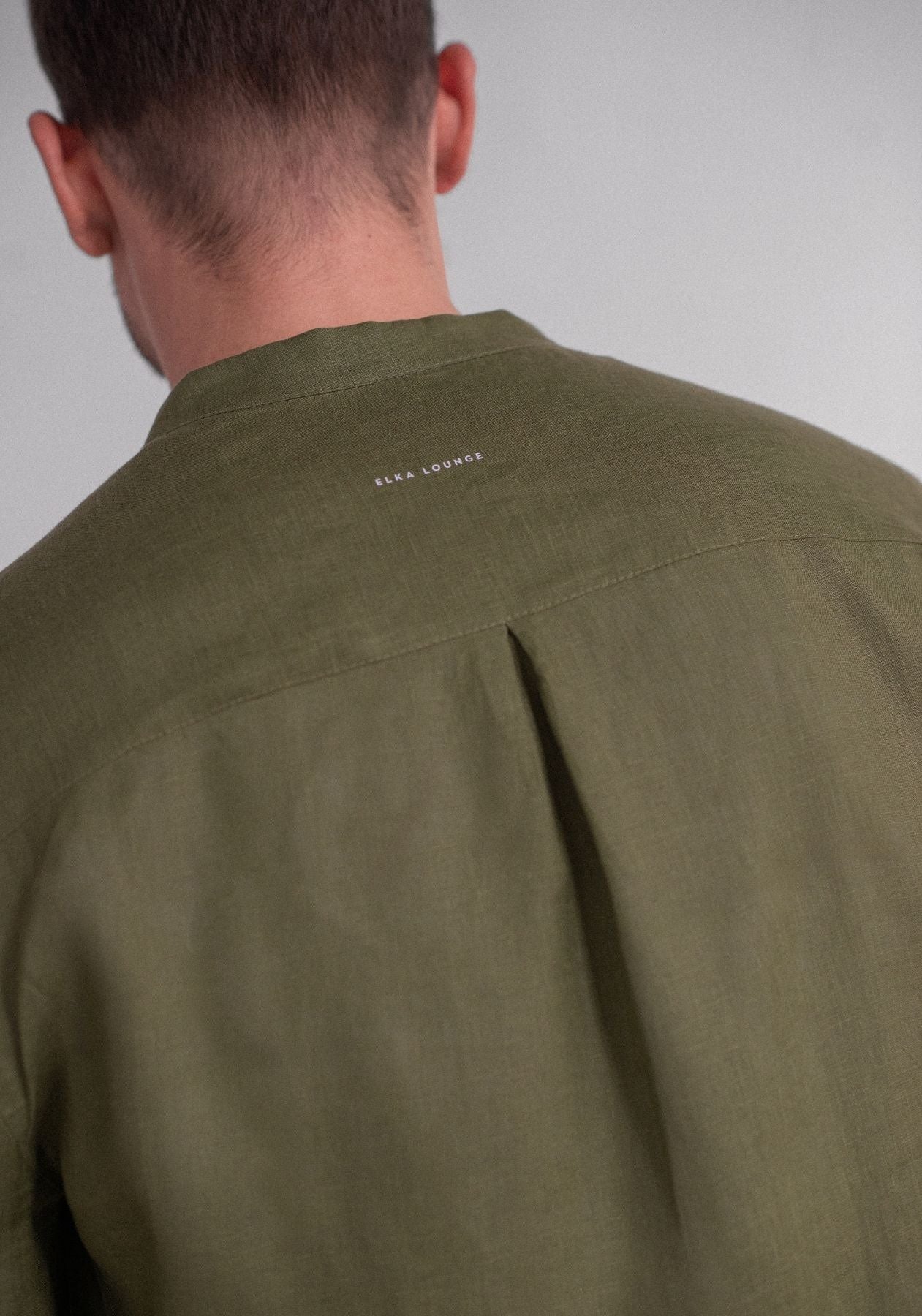 Men linen shirt Moss green