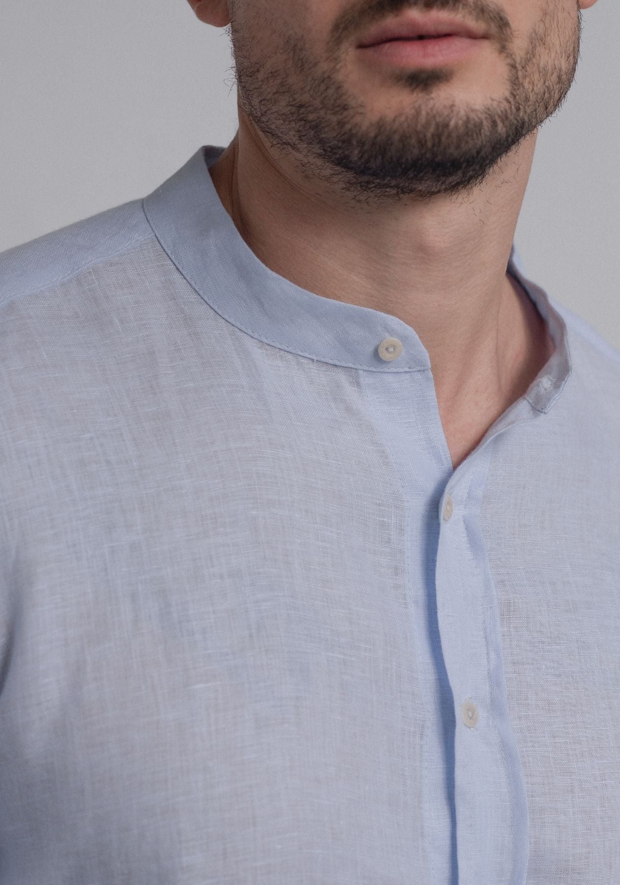 Men linen shirt Light blue