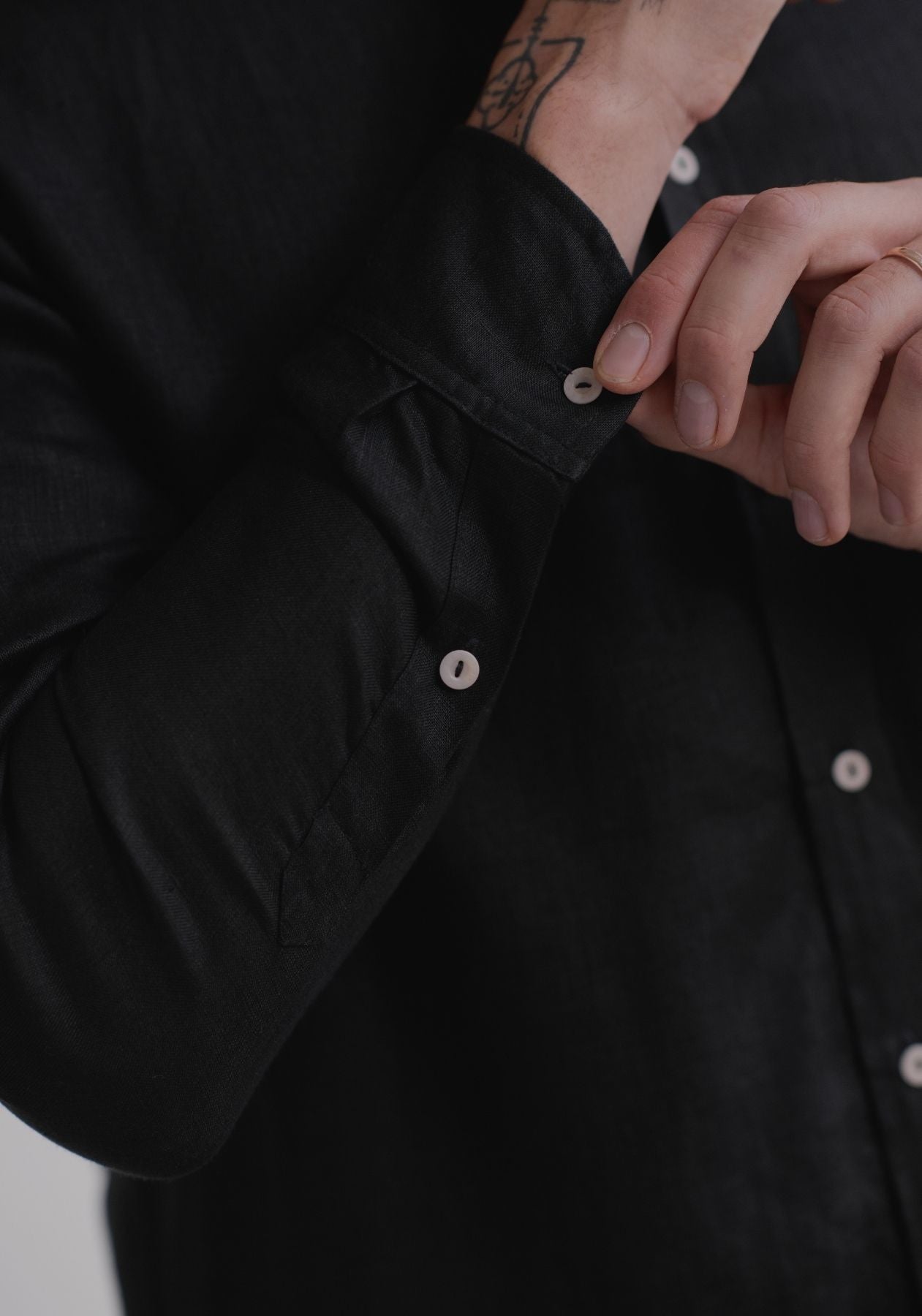 Men linen shirt Black