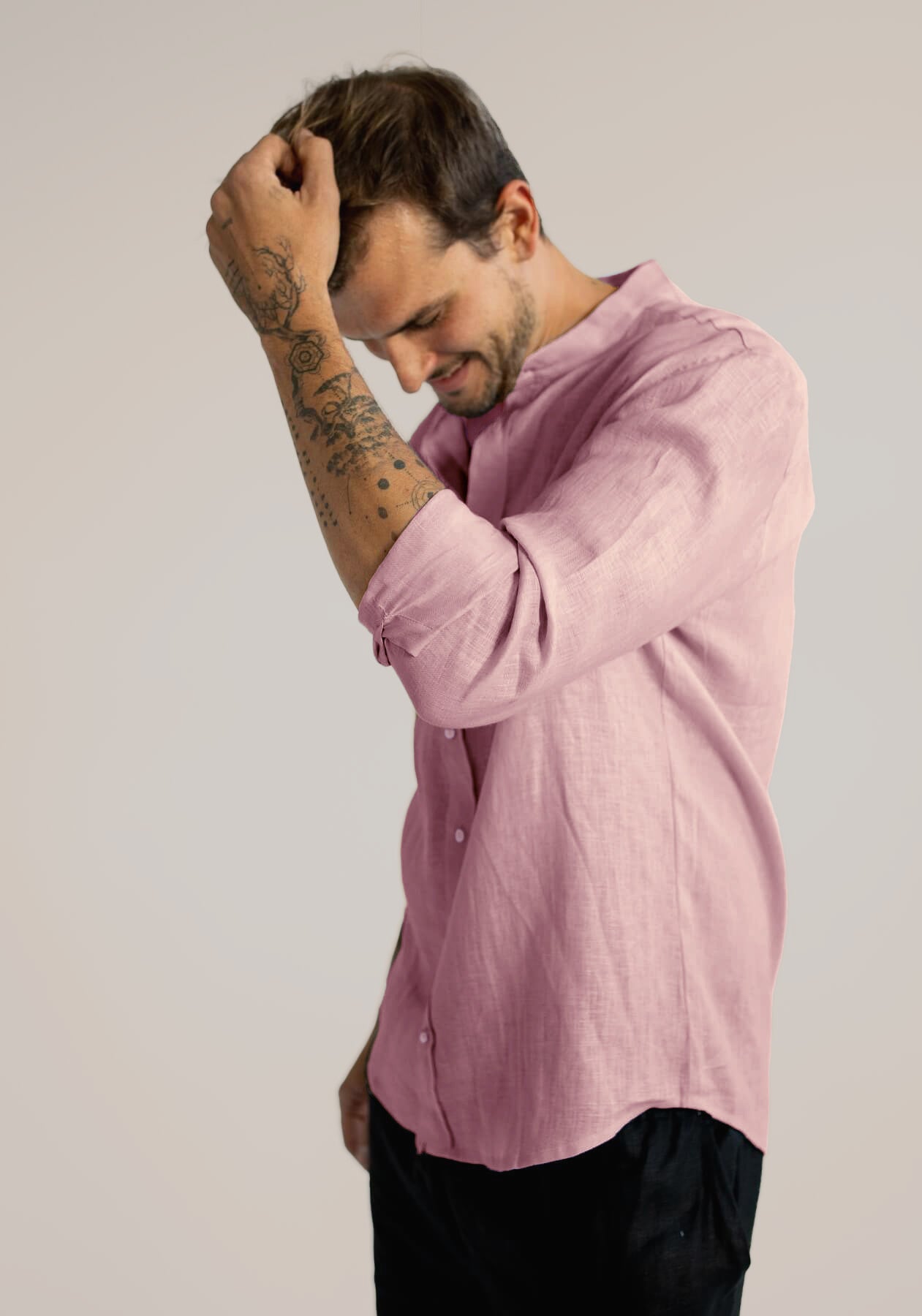 Men linen shirt Winter Rose Limited edition