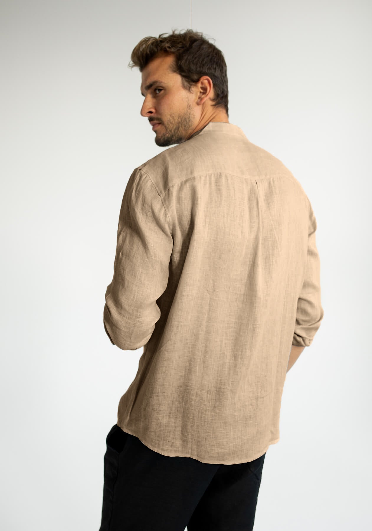 Men linen shirt Beige natural