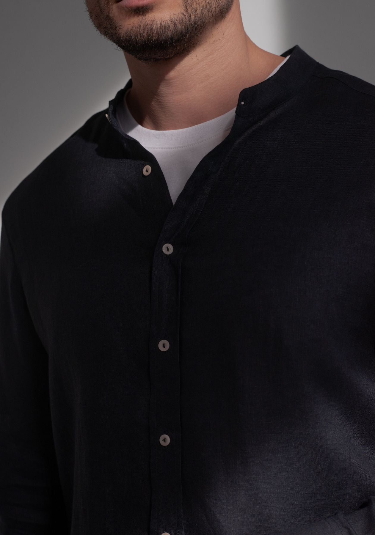 Men linen shirt Deep blue