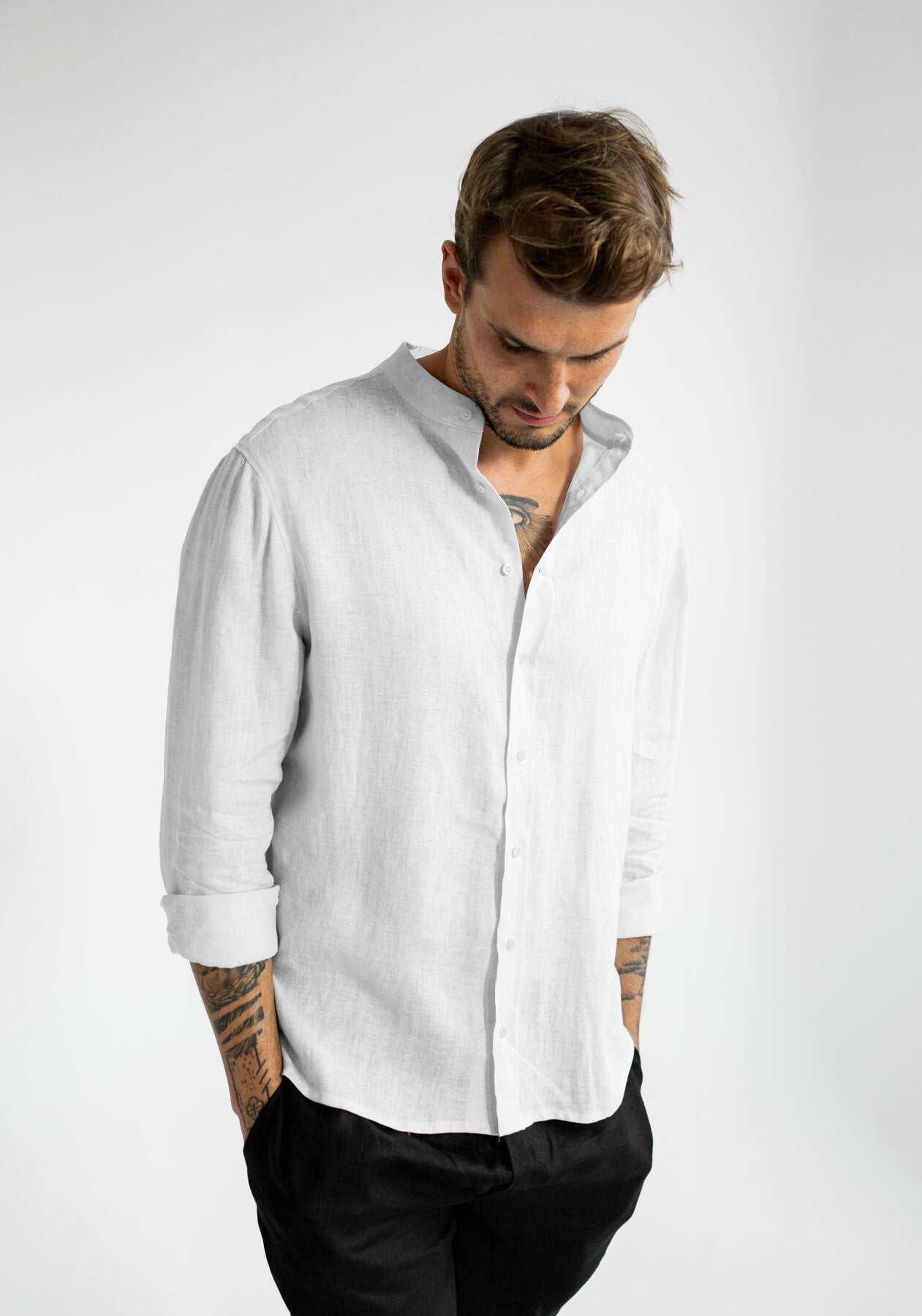 Pánská lněná košile White