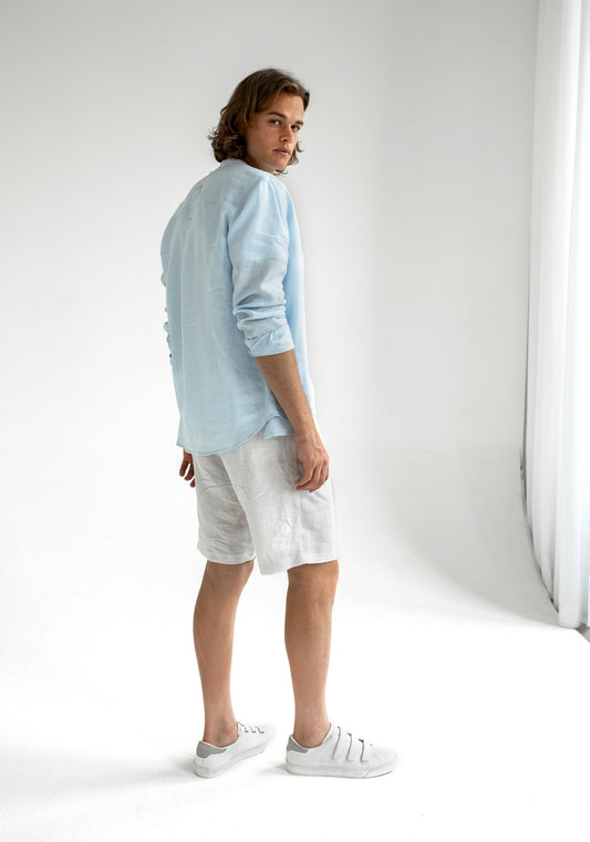Men linen shorts Pearl gray