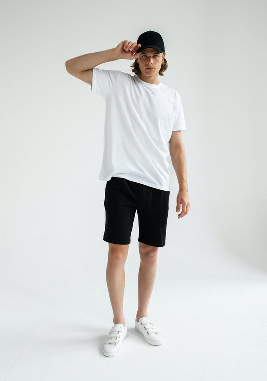 Men sweatpants shorts organic cotton Black