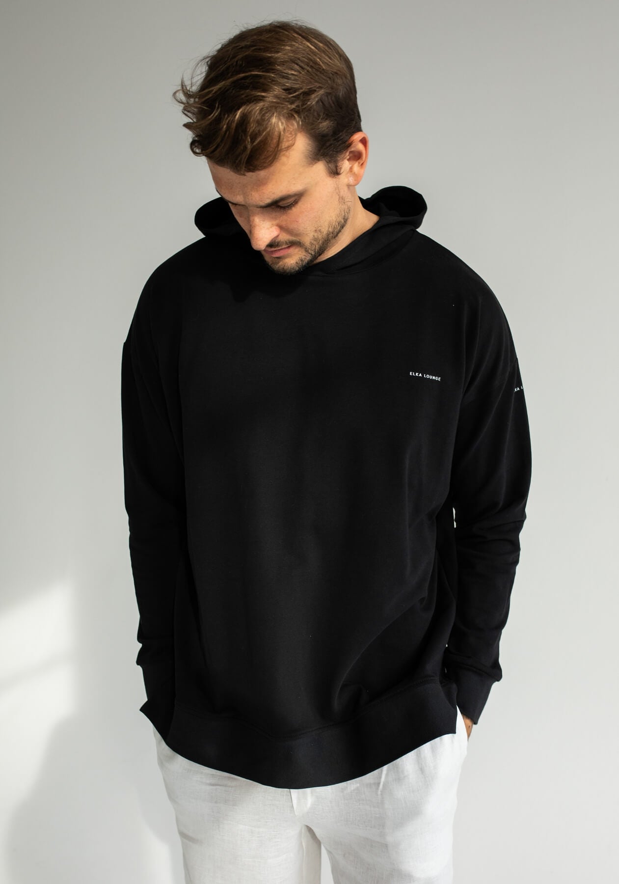 Pánská mikina s kapucí z biobavlny Black - Oversized