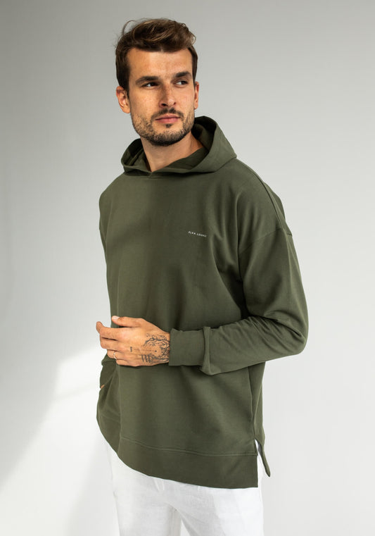 Men sweatshirt organic cotton Moss green - Oversized