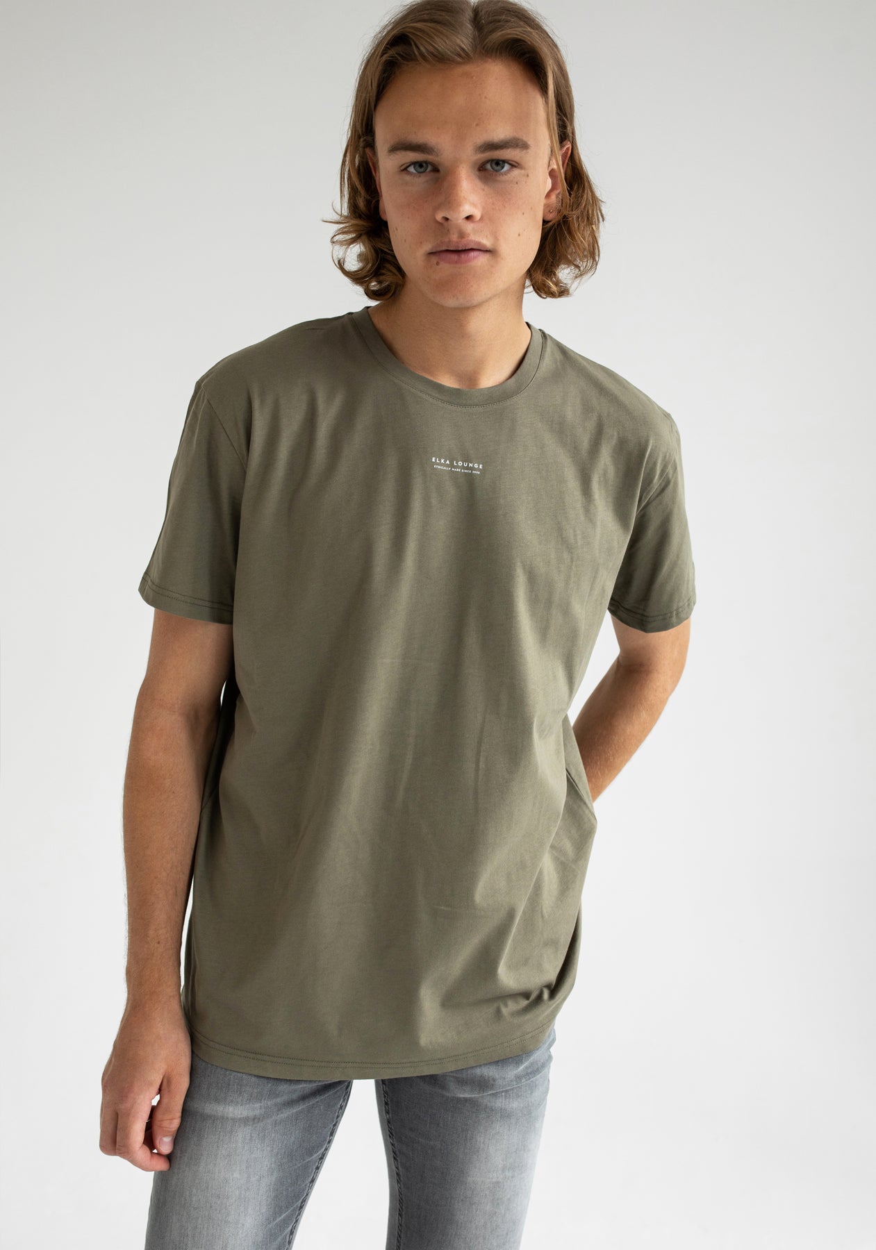 Men t-shirt organic cotton Burnt olive regular