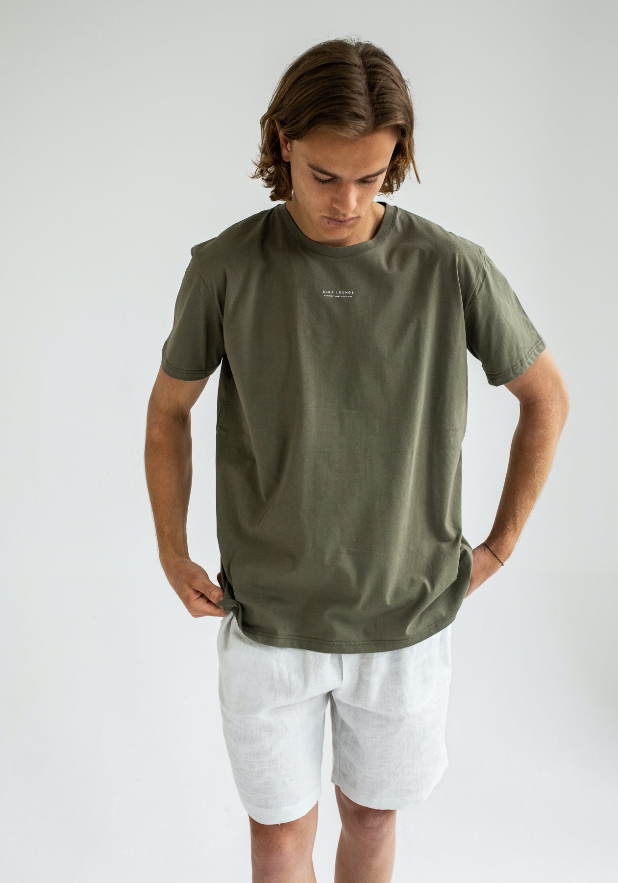 Men t-shirt organic cotton Burnt olive regular