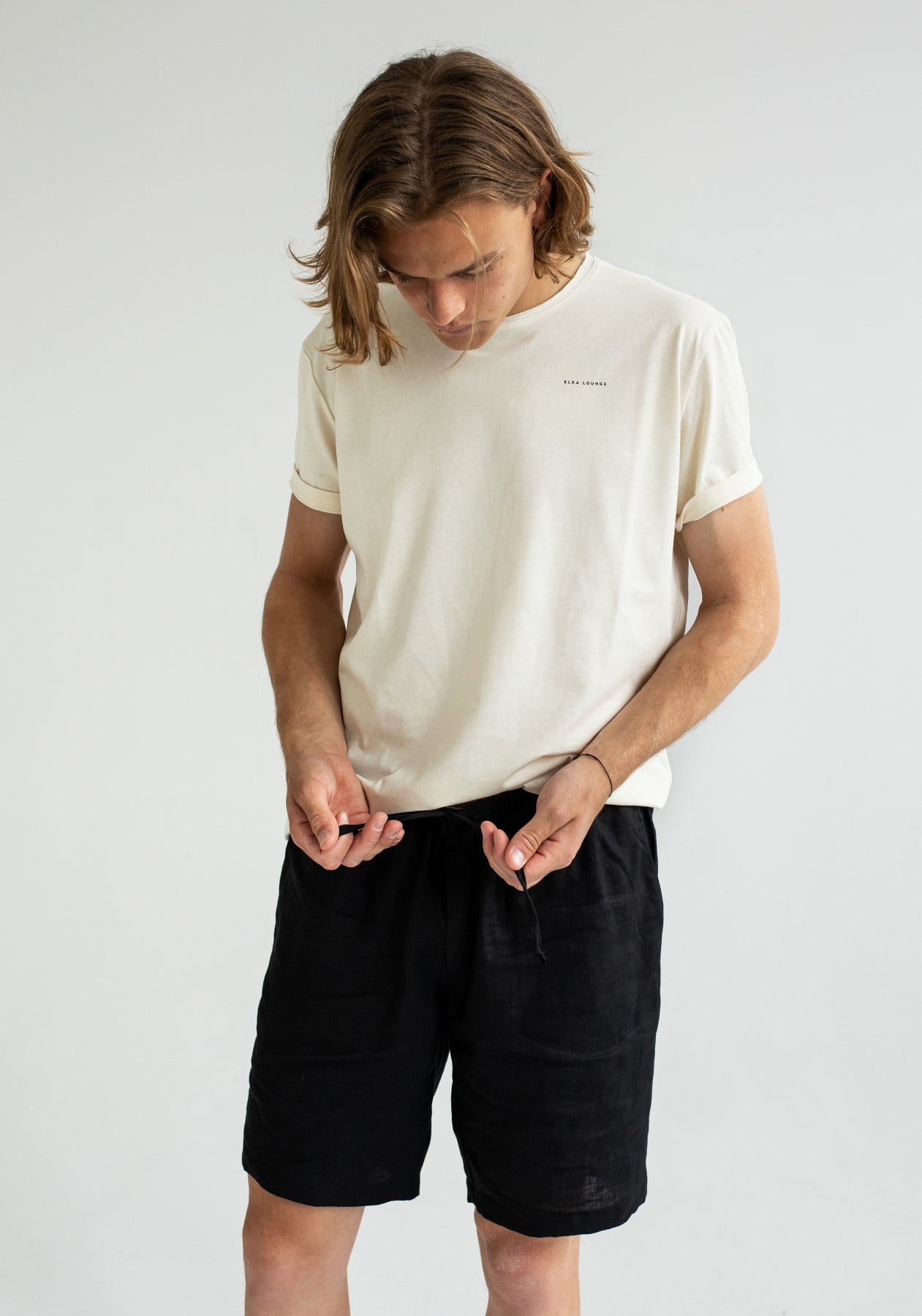 Men t-shirt organic cotton Offwhite natural - slim fit