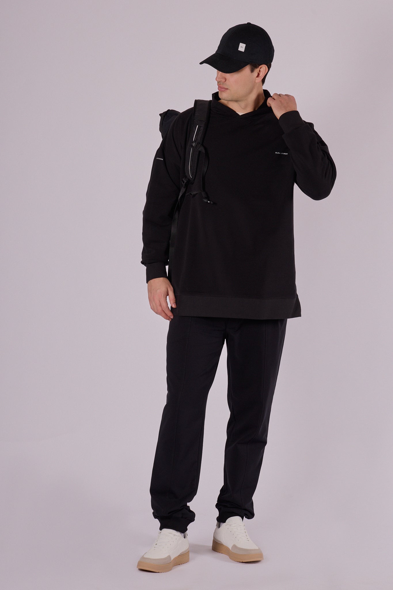 Pánská mikina s kapucí z biobavlny brushed - Oversized