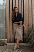 Dámská lněná košile s límečkem - loose fit