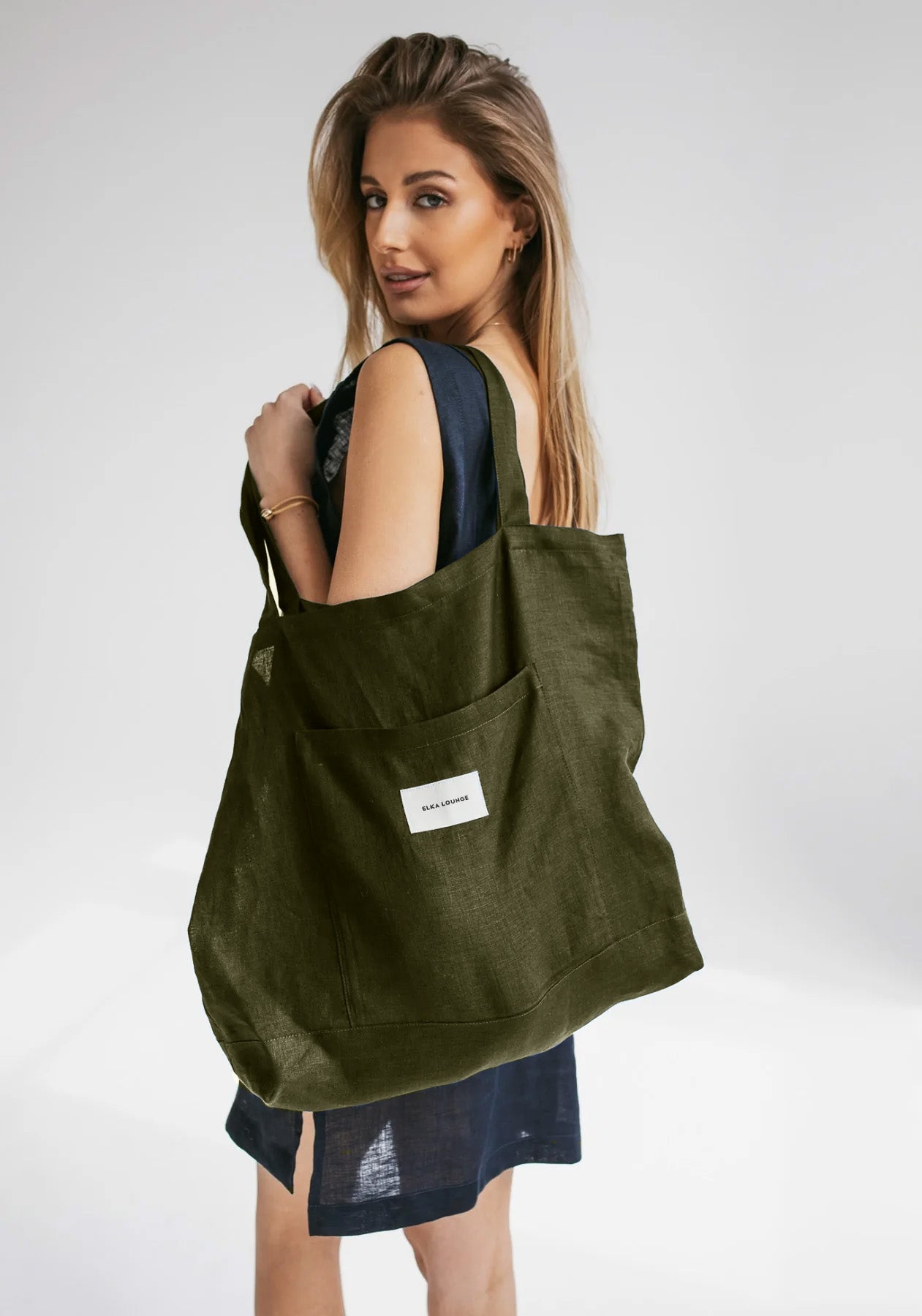 Linen bag Moss green
