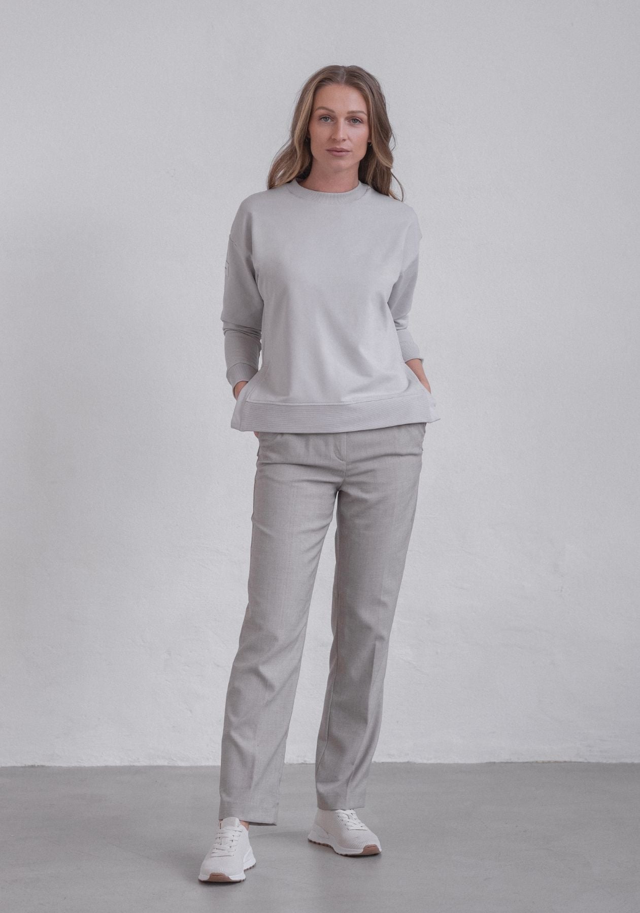 Women Sweatshirt organic cotton Pearl gray - Loose fit