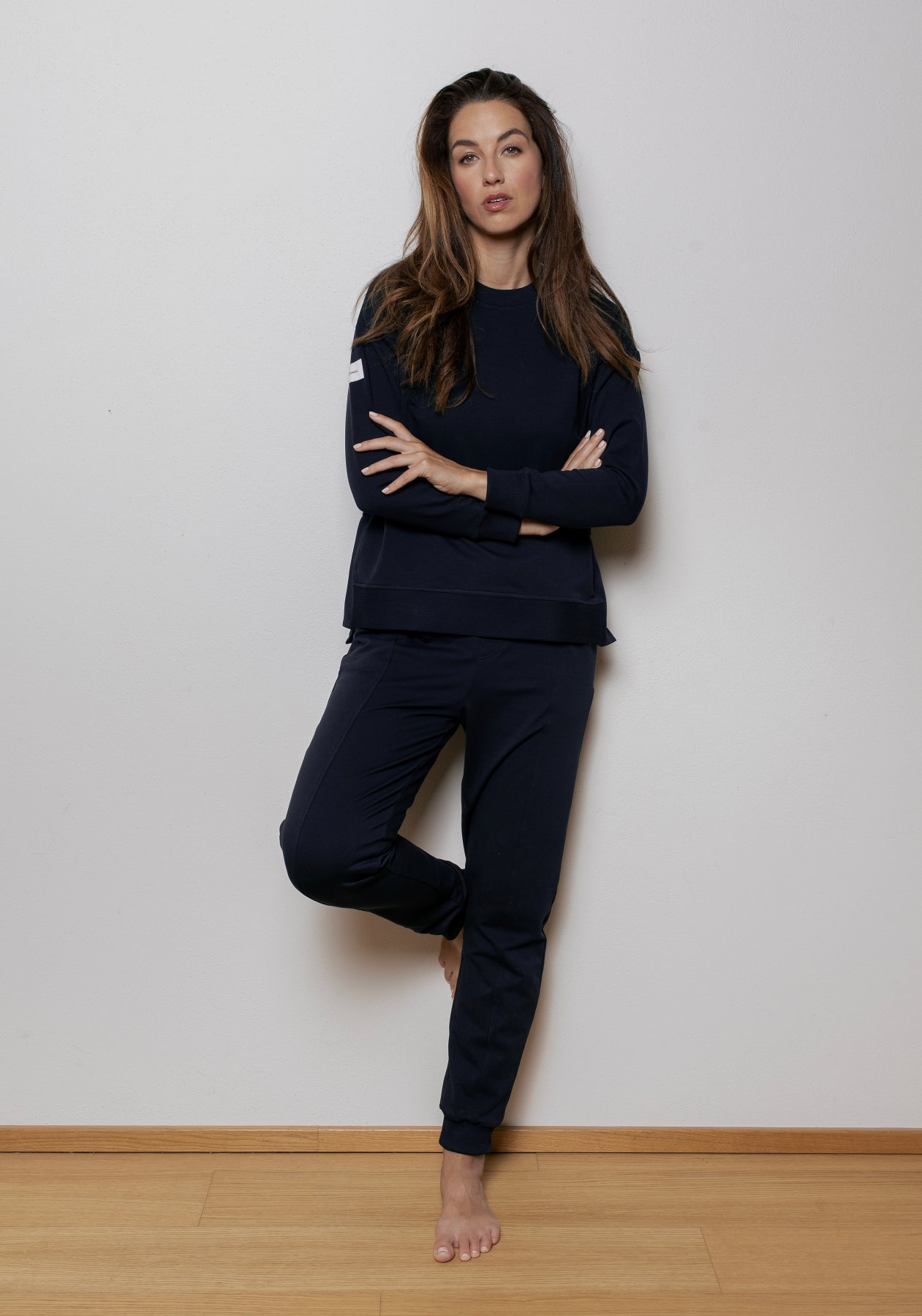 Women sweatpants organic cotton Deep blue - loose fit