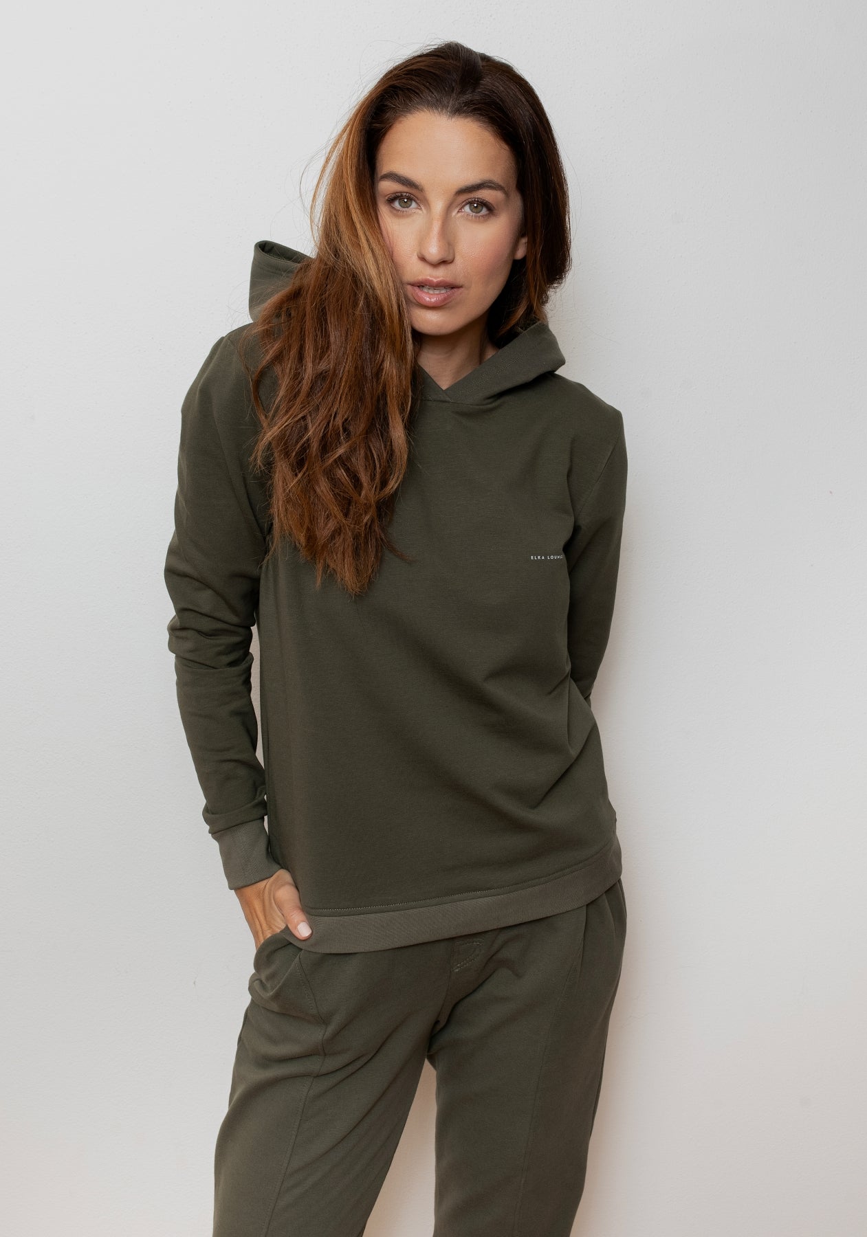 Women bluza bawełna organiczna Moss green brushed - regular update