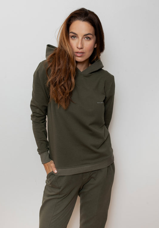 Women bluza bawełna organiczna Moss green brushed - regular update