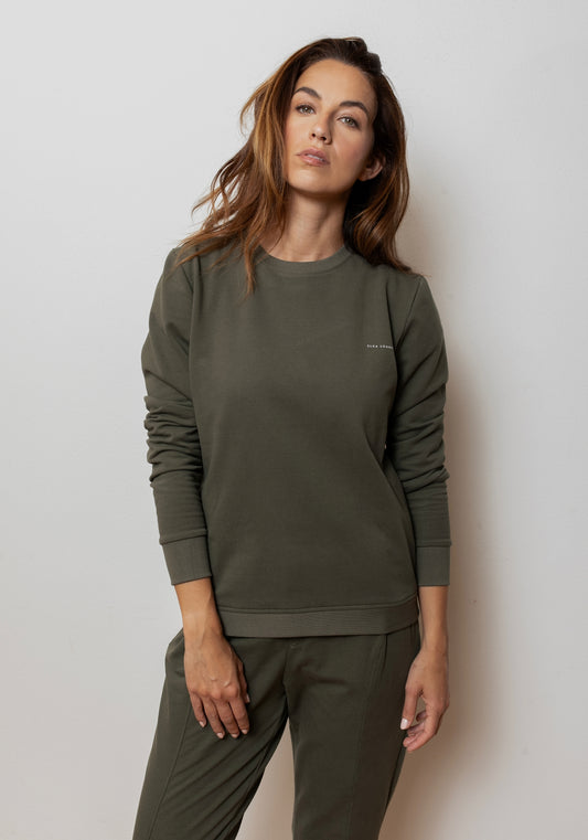 Women bluza bawełna organiczna Moss green brushed - regular update