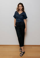 Dámský lněný zavinovací top - regular fit