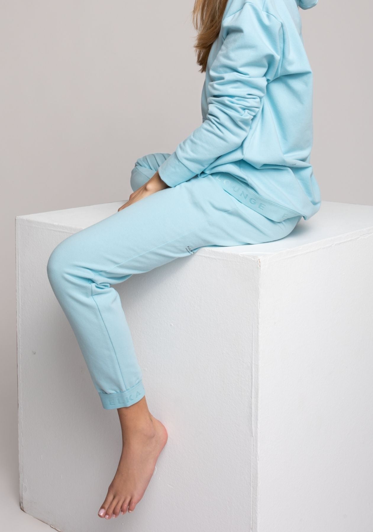 Women Spodnie dresowe bawełna organiczna Sky blue