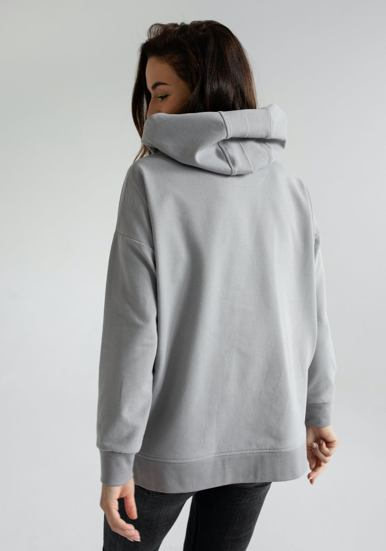 Women hoodie organic cotton Light gray - Oversized