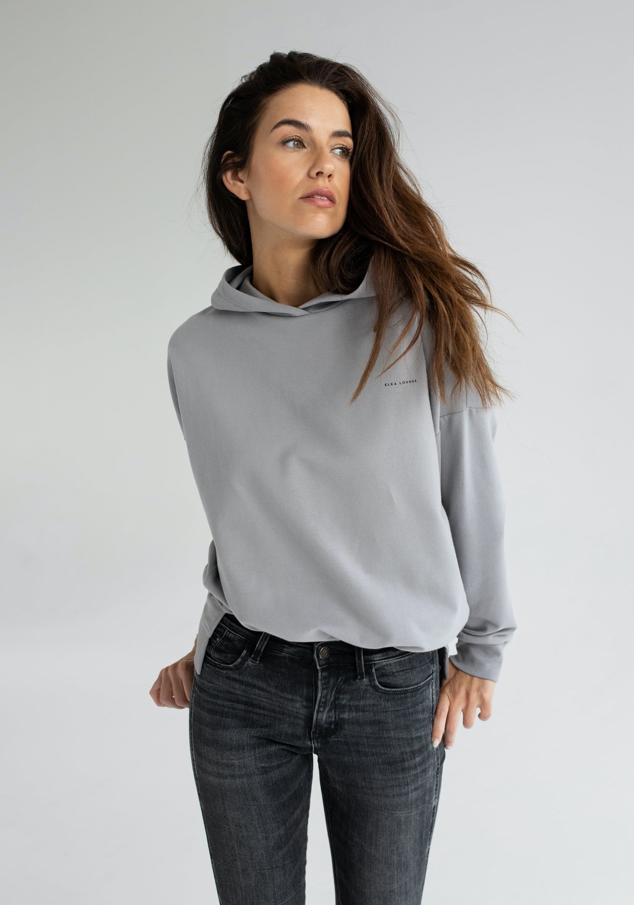 Women bluza bawełna organiczna Light gray - Oversized