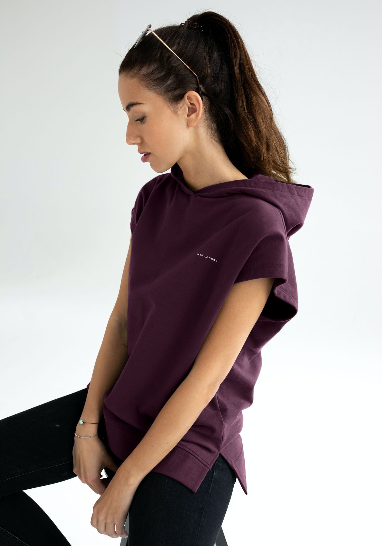 Women Bluza/kamizelka z bawełny organicznej Purple- Oversized