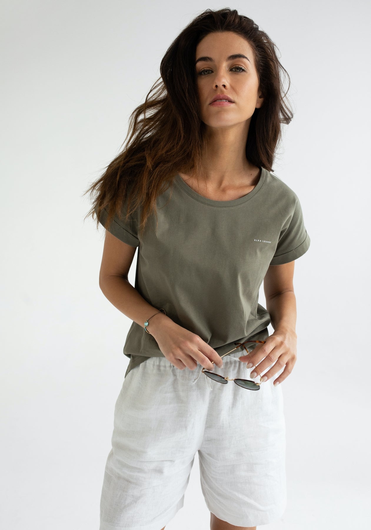Women t-shirt organic cotton Burnt olive - loose fit