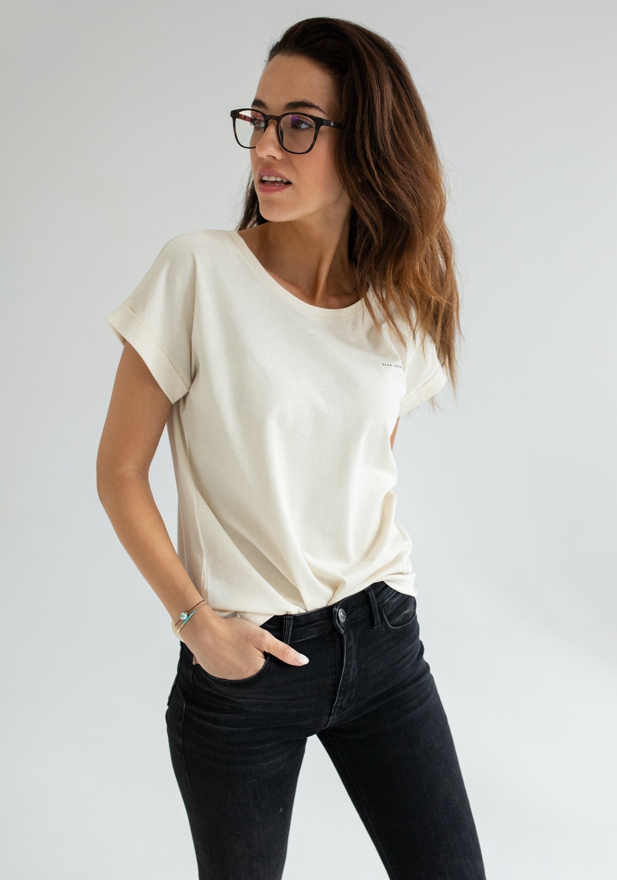 Women koszulka z bawełny organicznej Offwhite natural - loose fit