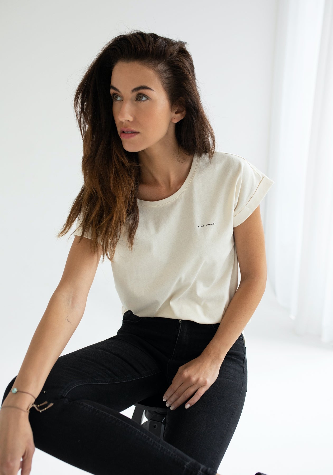 Women koszulka z bawełny organicznej Offwhite natural - loose fit