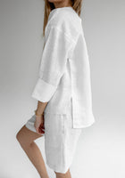 Dámský lněný top open back - regular fit