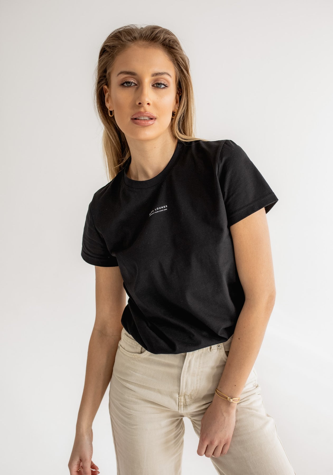 Women koszulka z bawełny organicznej Black - ethically made Minimalist - regular
