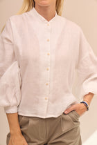 Women's V-neck linen shirt - oversized