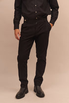 Pánské bavlněné elegantní kalhoty s přezkou - Regular-fit