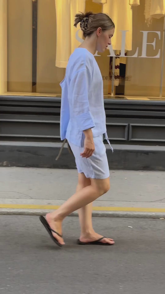 Outfit by Maria Hason | All Light blue - Shorts & Open back
