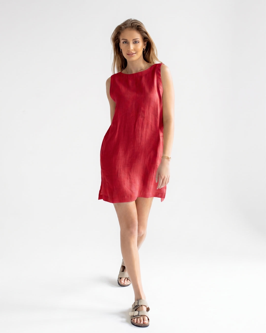 Dámské lněné šaty short - loose fit