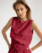 Dámský lněný crop top - regular fit